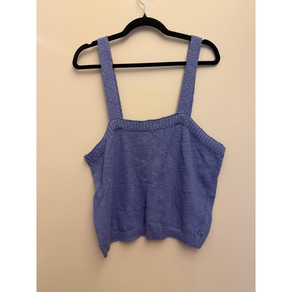BP. Women Blue Cotton Knit Square Neck Cami Tank Top 2X